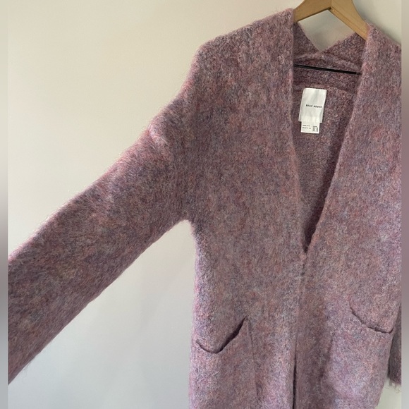 Basic House wool mohair blend long line oversized single closer felt cardigan XS - Picture 2 of 8